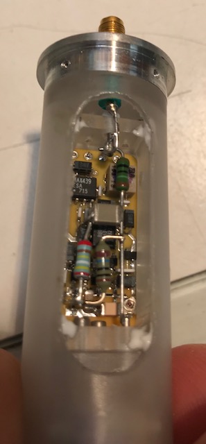 Pre-amp PCBA back with HV connections